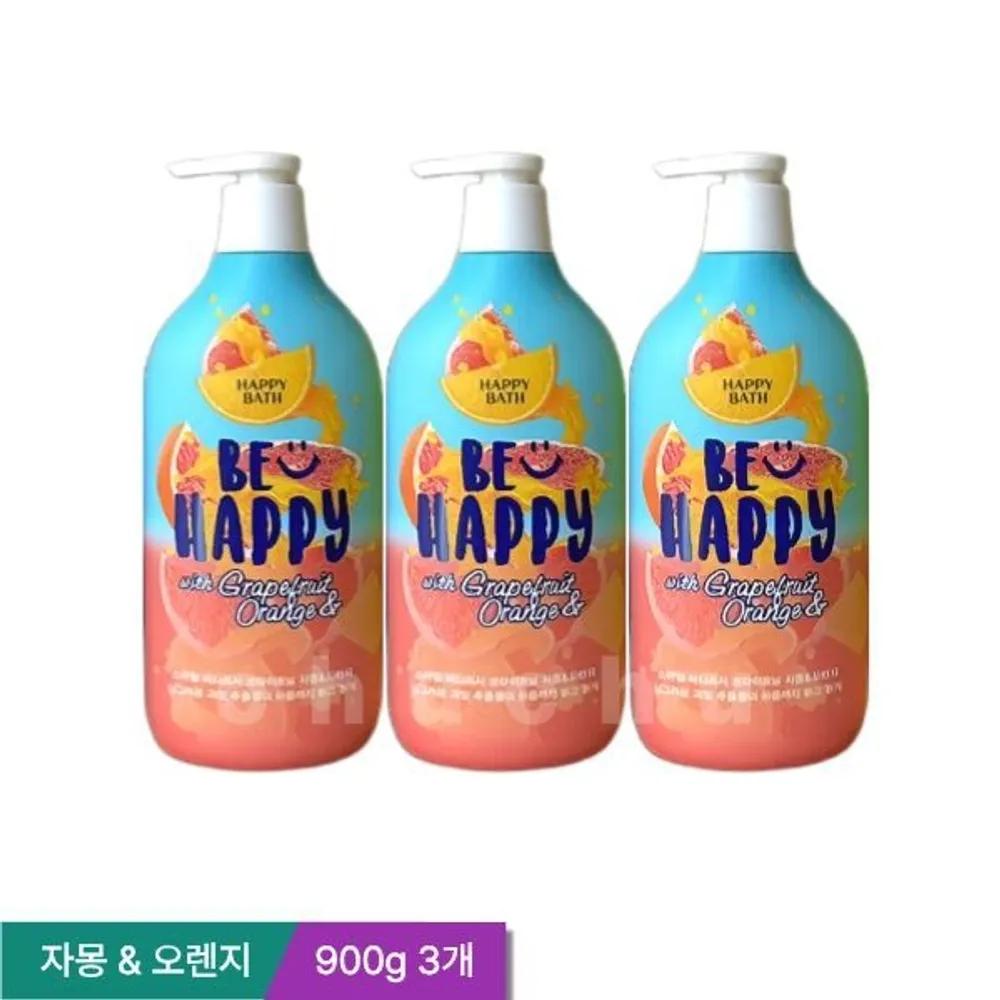 HAPPY BATH Гель для душа Улыбка Осветляющий Грейпфрут Апельсин 900 г 3 шт.