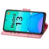 For Xiaomi Redmi 13 5G/13 4G Case Stand PU Leather Phone Cover Butterfly and Flower Imprinted