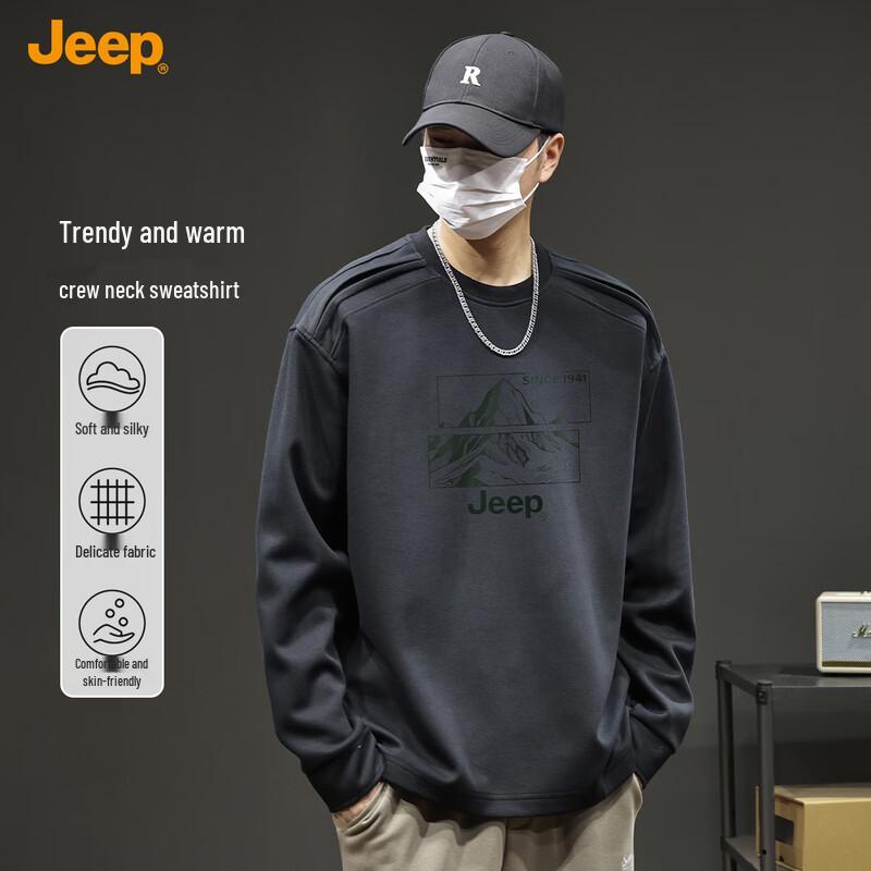Jeep Men's Autumn Winter Loose Pullover Sweatshirt