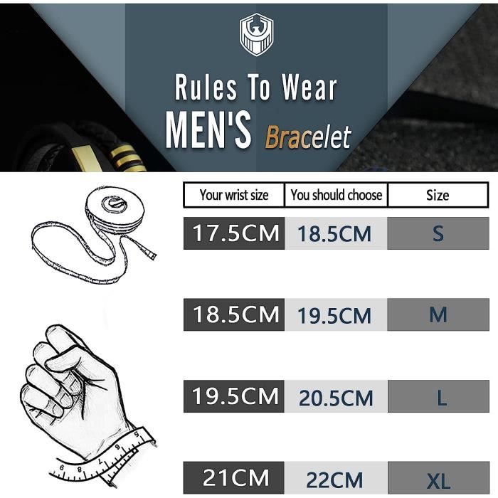 Bracelet Homme - H1174 - Cuir et perles - Boucle magnétique acier inoxydable - Livré avec boîte à bijoux