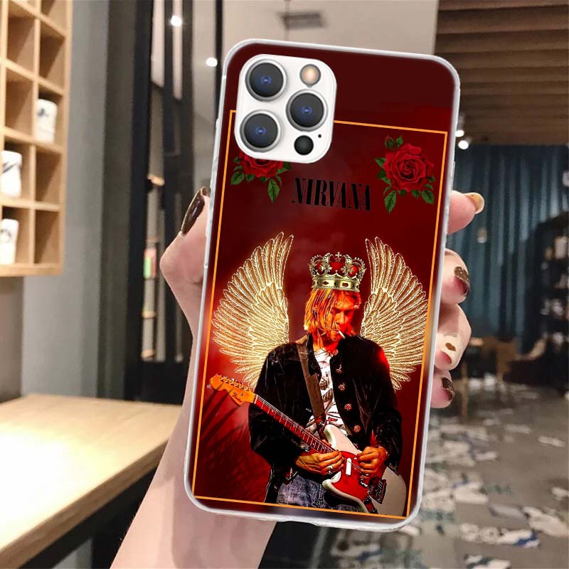 Retro Singer Kurt Cobain Soft Phone Case For iPhone 17 Air 16 16E 15 14 Plus 13 Mini 12 11 Pro Max X XR XS 7 8 + SE 2020 Pattern
