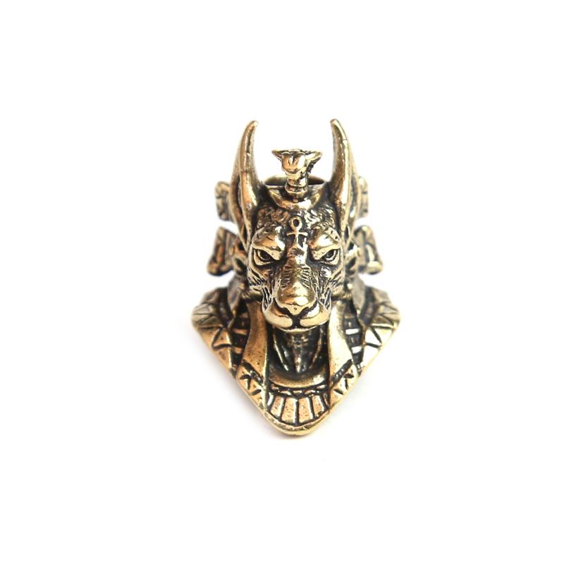 Ancient Egypt Death God Anubis Jackal Head Brass EDC Knife Beads DIY Paracord Woven Lanyard Pendants Jewelry Outdoor Accessories