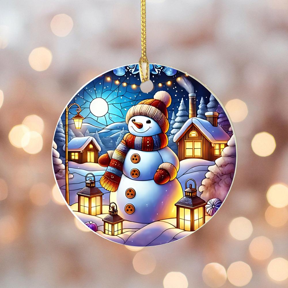 Christmas 2025 Ornament Christmas Decoration Holiday Gift Idea Round Ceramic Ornament Gift Exchange Xmas Tree Decor