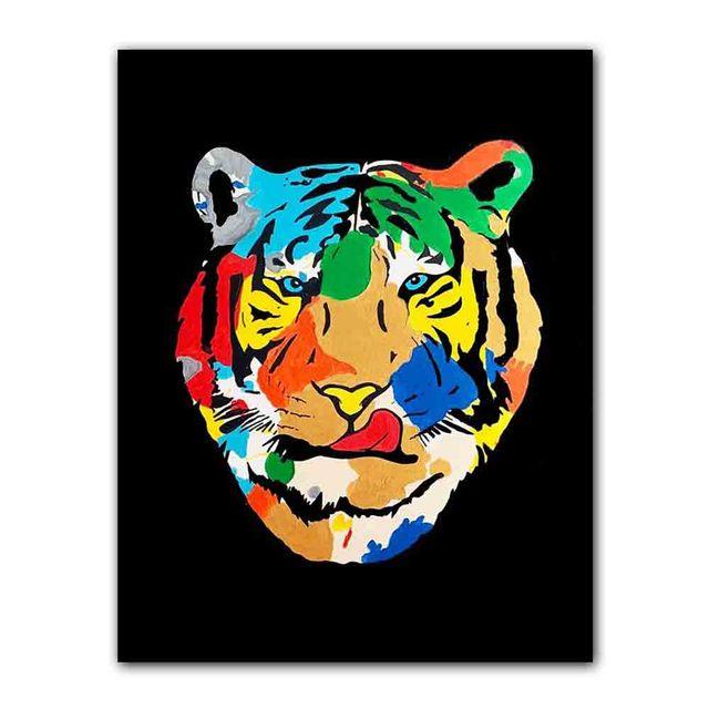 

Скандинавское граффити искусство животное холст картина обезьяна тигр голова орангутана постер офис гостиная коридор украшение дома фреска без рамки 21*30cm No Frame