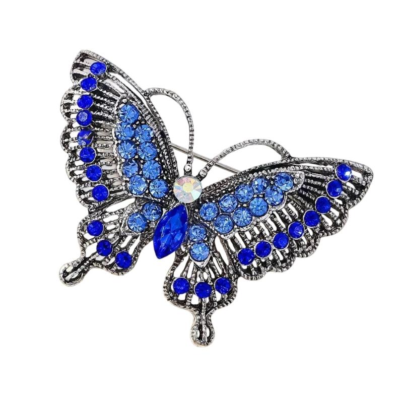 A52E Handmade Rhinestones Butterfly Brooch Elegant Festival Wedding Accessory Women