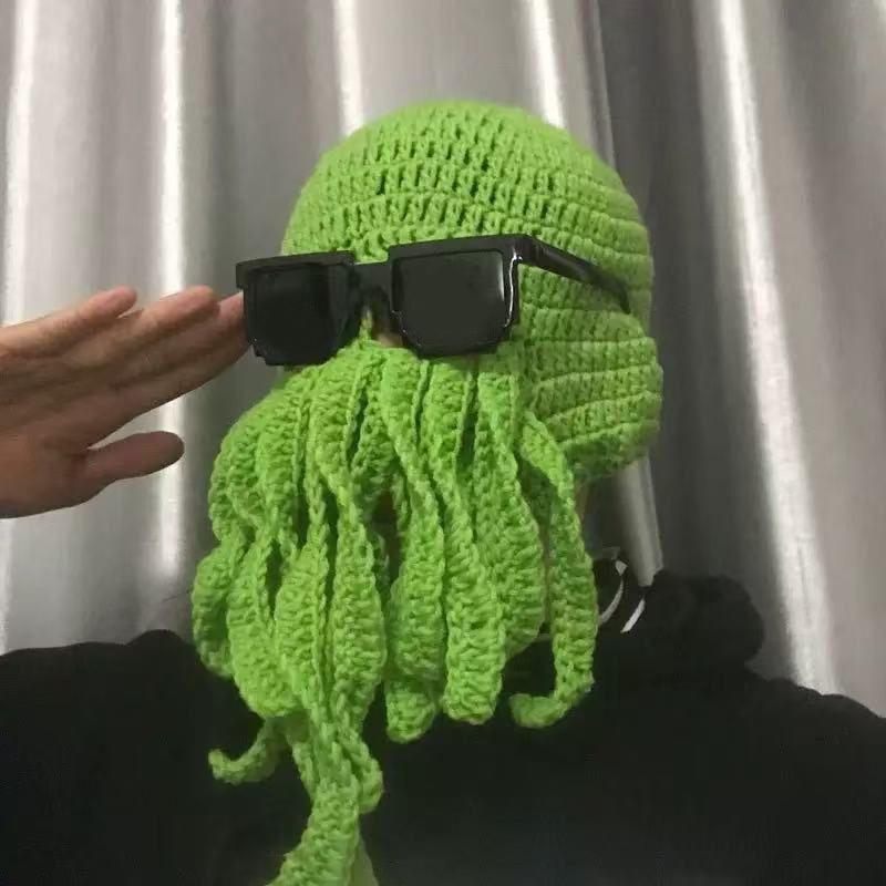 Tentacle Octopus Cotton Hat Crazy Party Squid Hat Balaclava Hat Winter Warm Hat Knitted Octopus Hat Unique Cosplay Prop