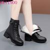 Fashion GKTINOO 2025 Winter Genuine Leather Boots Warm Plush Wool Boots Fashion Comfort Non-slip Women Boots Snow Shoes Large Size