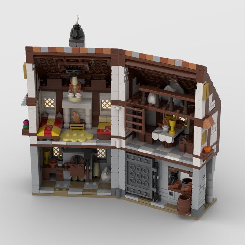 Buildmoc Ideas Architektura MOC-169454 Středověký Hrad Pekárna 780KS Cihličky Model MOC Stavební Bloky Hračky pro Děti Dárky