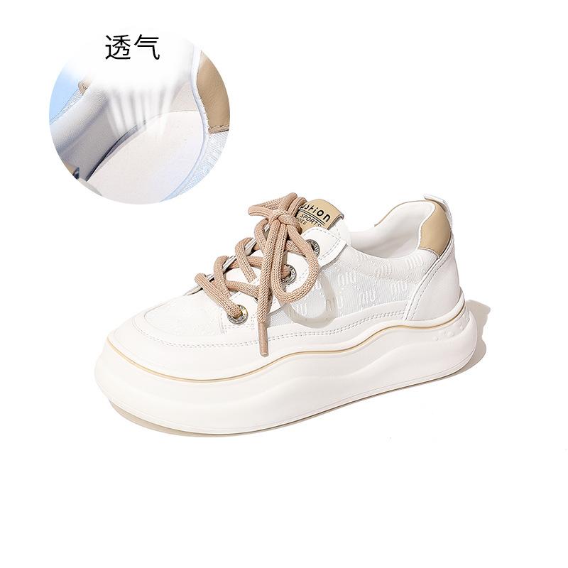 

Кожаные маленькие белые туфли женские 2025 лето новые женские туфли на платформе спортивные дышащие кеды женские универсальные повседневные туфли женские 40