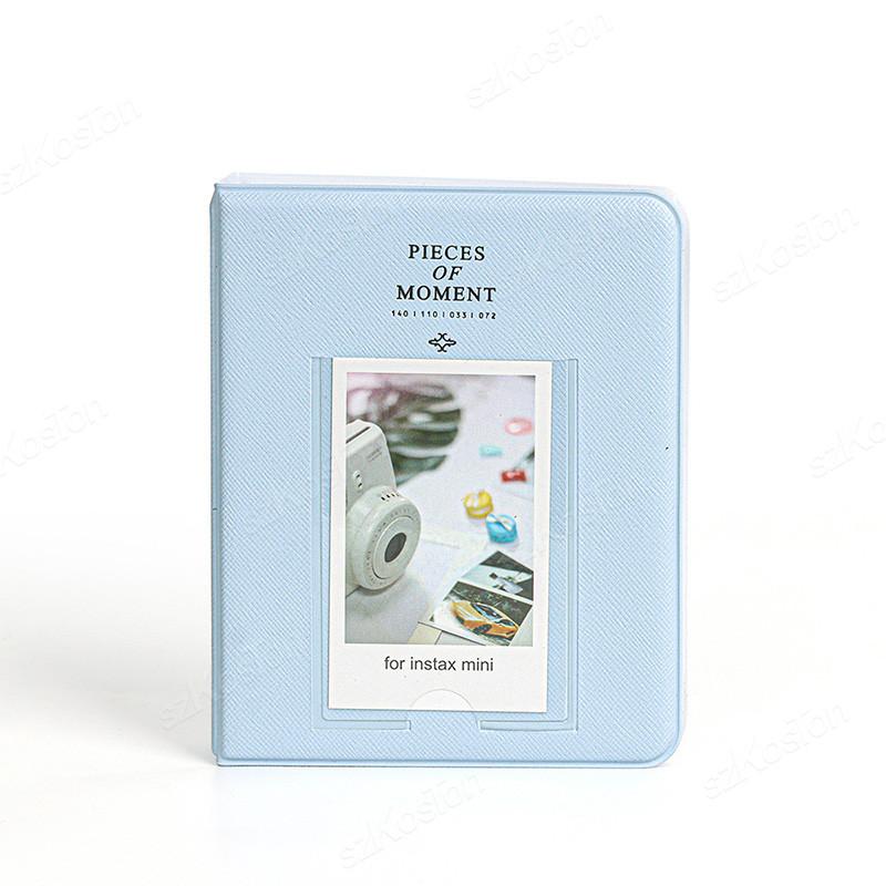 

3 Inch Portable Photo Album 64 Pockets Instax Mini PU Leather Binder Photocards Photo Album for Fujifilm Instant 12//11/9 Camera синий