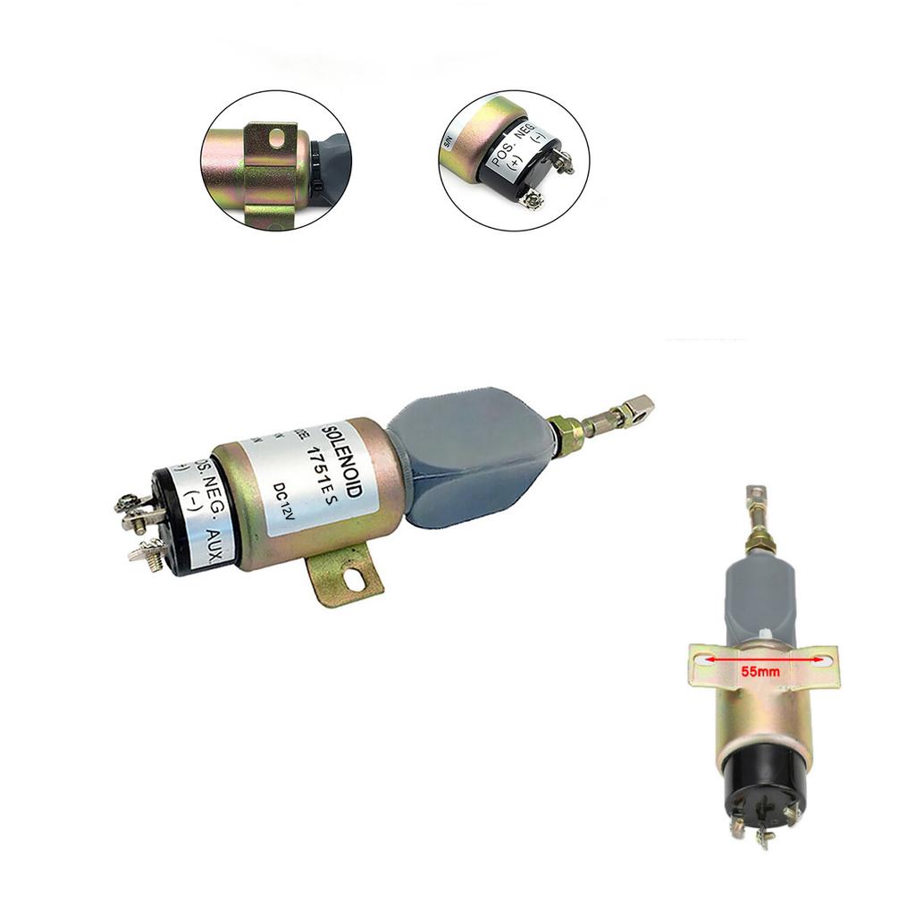 Electrovalvă Solenoid Oprire Combustibil 1751ES Accesorii Excavator 12V 3 Terminale