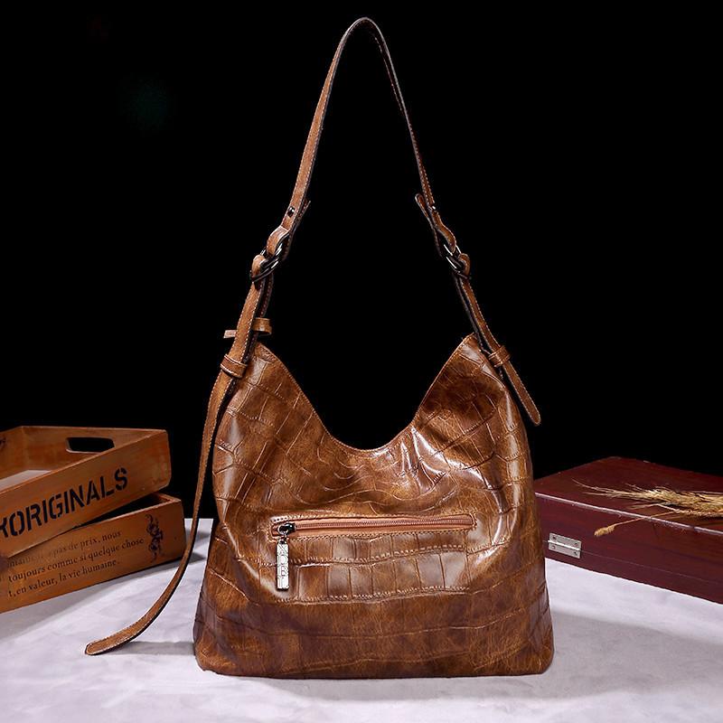 Ladies Casual Fashion Retro Tote Bag Soft Leather One-shoulder Messenger Underarm Bucket Large-capacity Bag