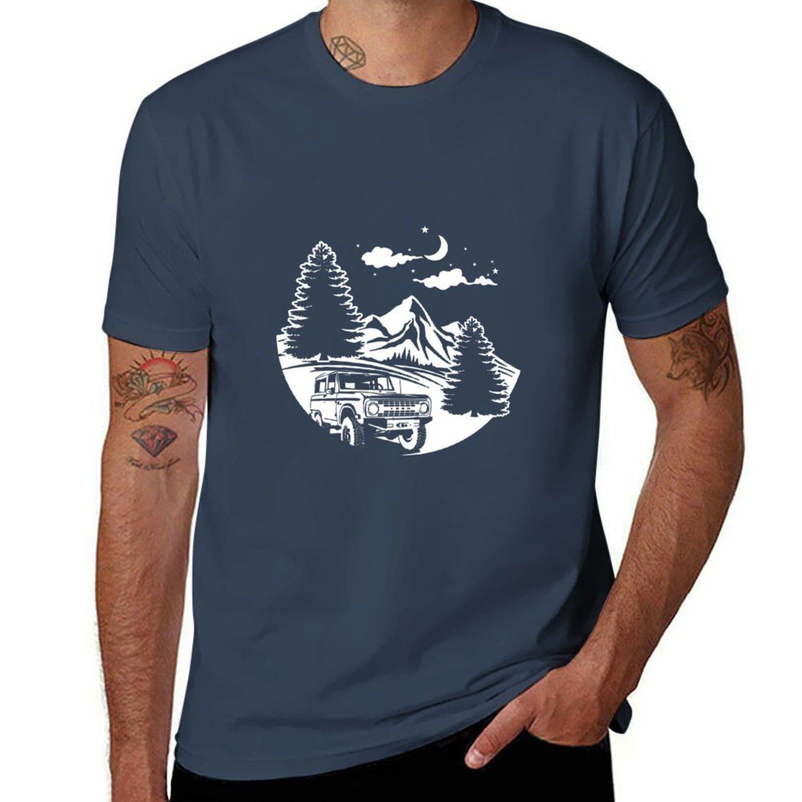 Bronco Offroad Into the Woods Wall Clock TShirt Plus Size Gym Sports TShirt S