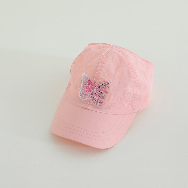 Children's Baseball Cap Butterfly Embroidery Summer Empty Top Sun Protection Hat Quick-drying Adjustable Thin High Ponytail Cap
