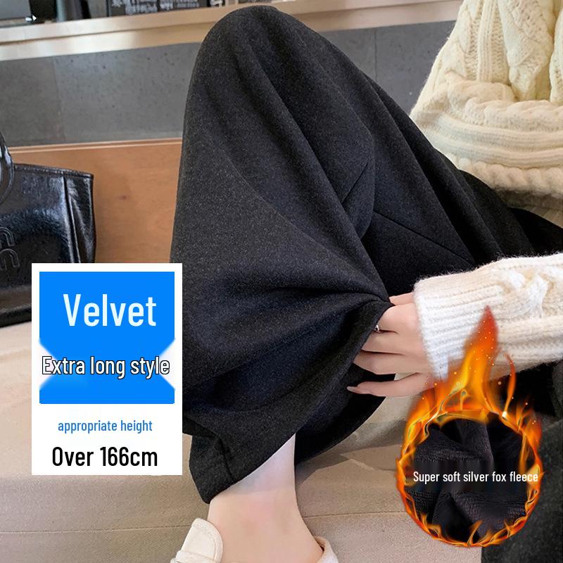 Calças Tricotadas de Veludo Forradas Tamanho Plus para Mulheres - Outono & Inverno