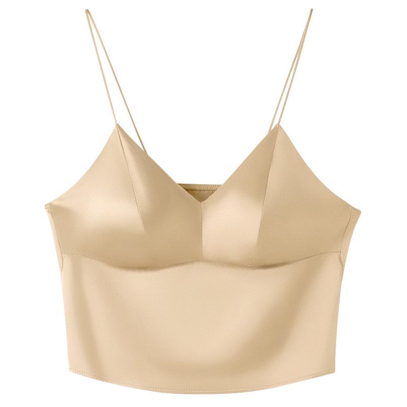 

Камисоль-бра из тутового шелка сатина с подушечками - Без косточек, дизайн против просвечивания XXL шампанского