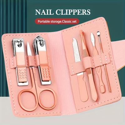 Set Manicure 7 in 1 Set Tagliaunghie Strumenti Professionale Acciaio Inossidabile Cura Unghie Taglierino Forbici