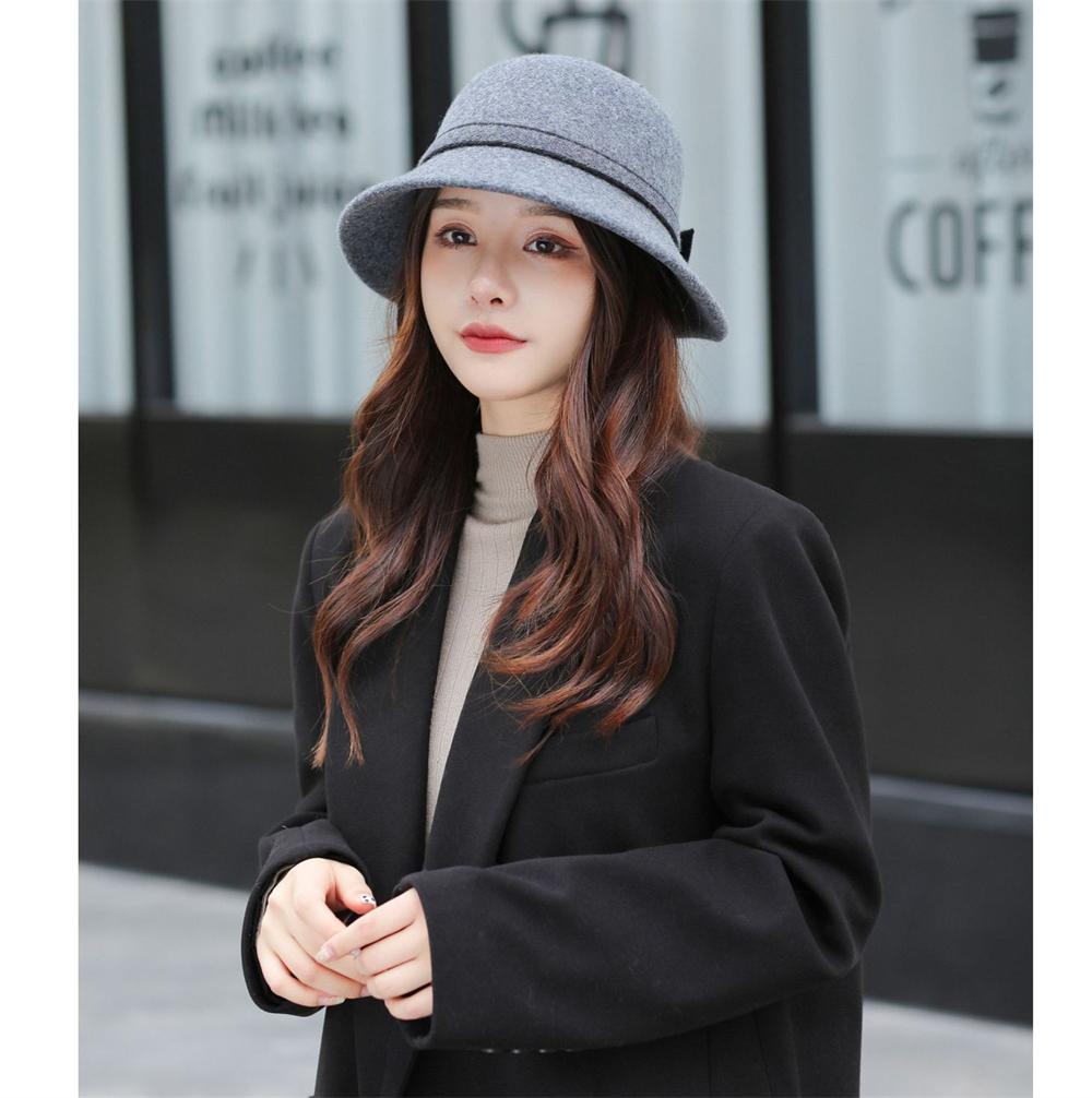 

New Fashion French Elegant Bucket Hat Autumn Winter Quality Women Fedora Hat Church Wedding Feminino Luxury Bowknot Bucket Cap