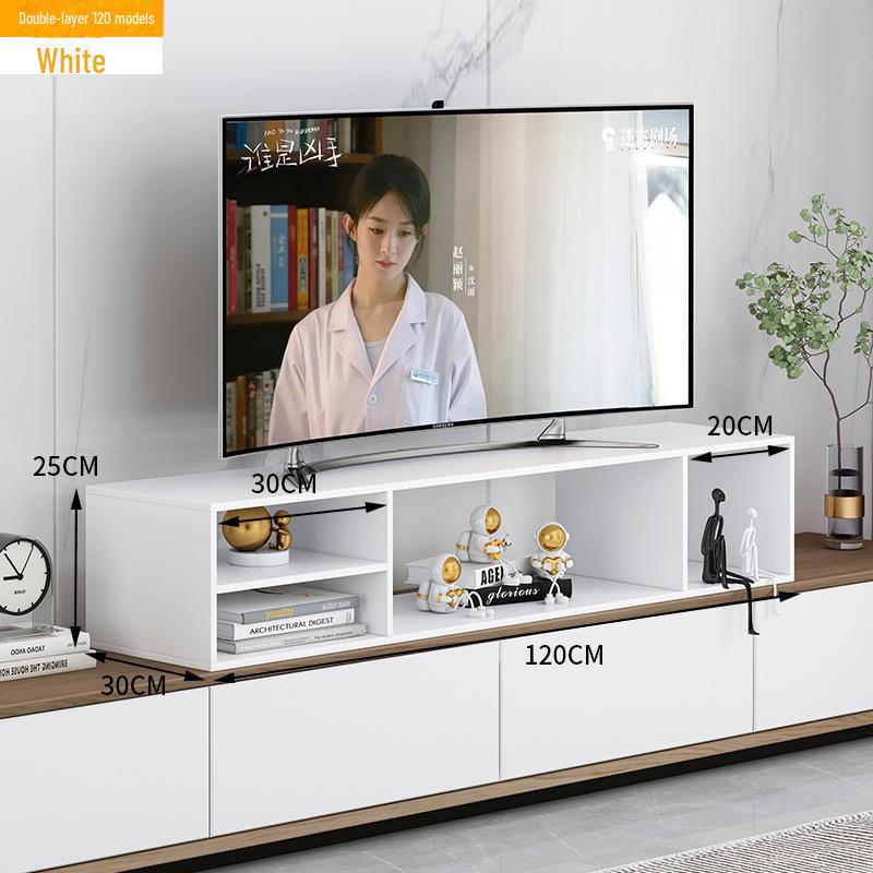 Elevated TV Stand with Storage and Height-Adjustable Bracket