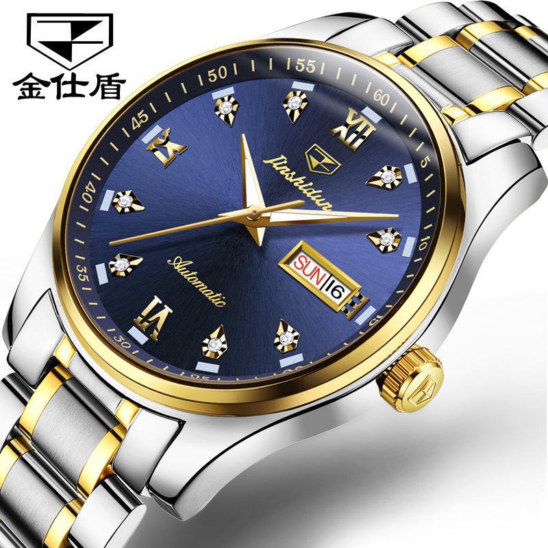 JINSHIDUN The New Business and leisure Men's Watch Fully Automatic Mechanical Watch Dual -daily Calendar Night Light Waterproof High -end Watch