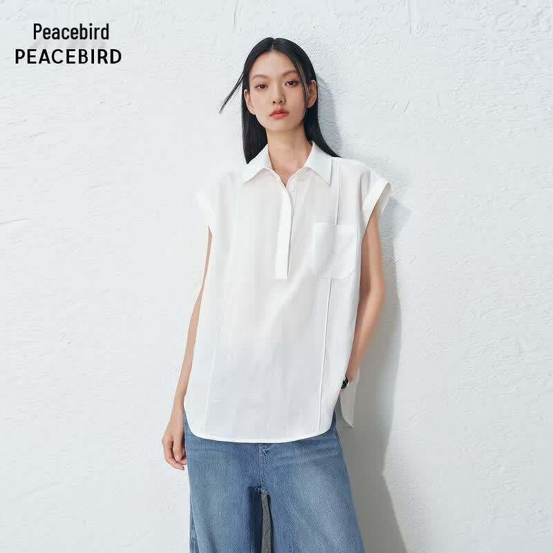Peacebird Women s Sleeveless Lapel Shirt M