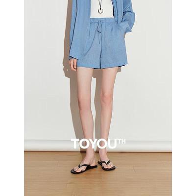 Chuyu Women's High-Waist Linen Blend Wide-Leg Shorts
