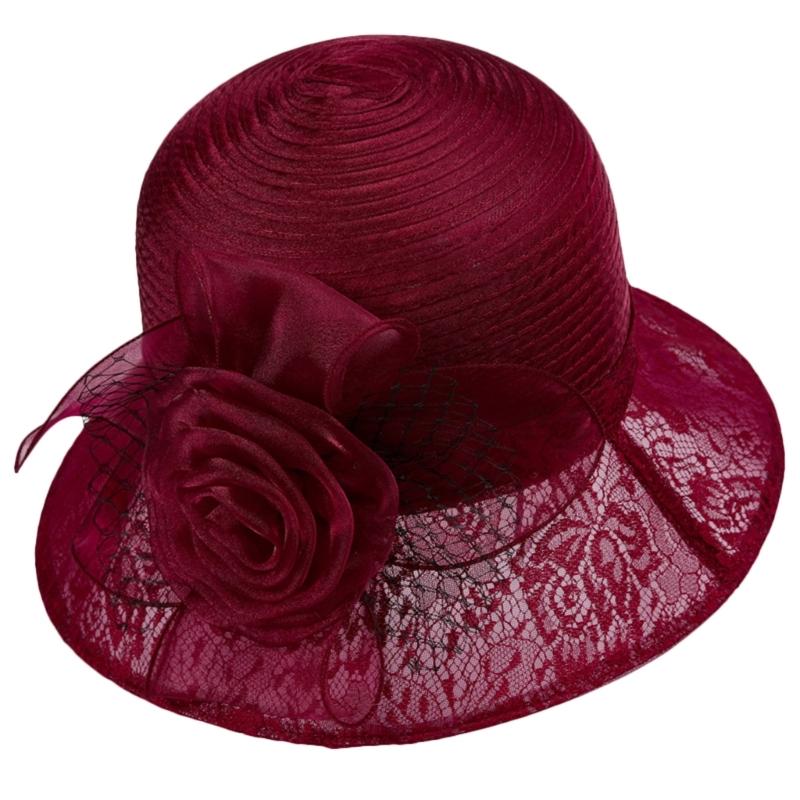 

Sheer Yarn Bucket Hat with Flower Decals Spring Bucket Hat Sheer Yarn Floppy Hat for Adult Photography Yarn Sun Hat One Size