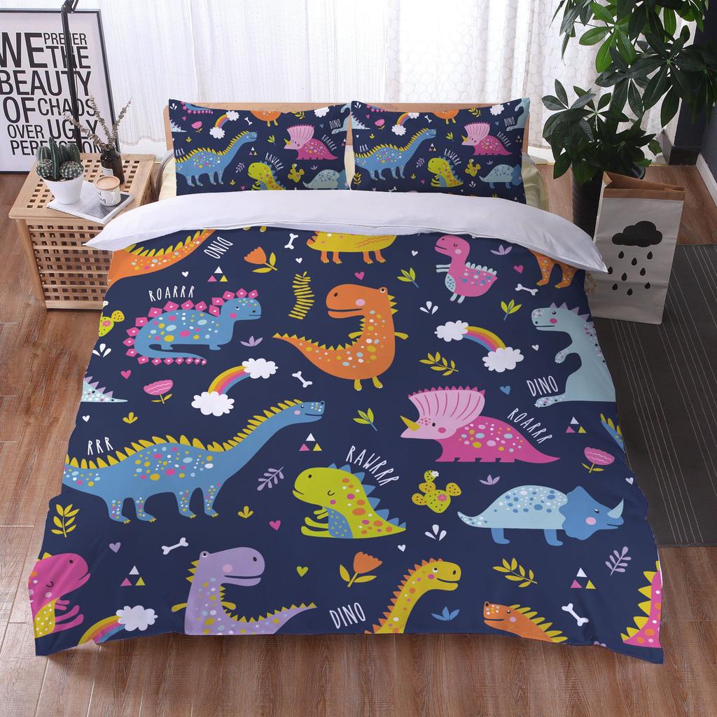 Soft Dinosaur Duvet Cover Boys Cartoon Bedding Set Twin/Queen/Full/King for Girls Microfiber Dino Comforter Cover Home Textile