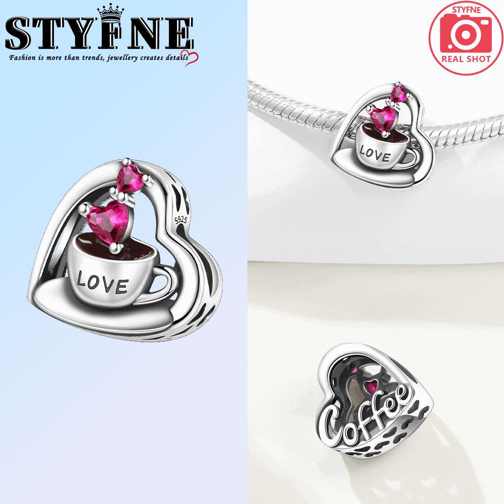 Copper Food Drink Strawberry Ice Cream Heart Coffee Charms Beads Pendant For Original Bracelet Woman Girl Jewelry