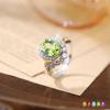 S925 Sterlingsilber Blattring für Damen Europäische Mode Natürlicher Peridot Kristall Schmuck Hoher Sinn Minimalistischer Finger Schmuck