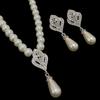 Fashion New Niche Pearl Necklace Earrings Simple Jewelry Set Diamond Hollow Pendant Pearl Bride