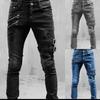 Europe And The United States Fashion Biker Stretch Jeans Zipper Decoration Slim Jeans