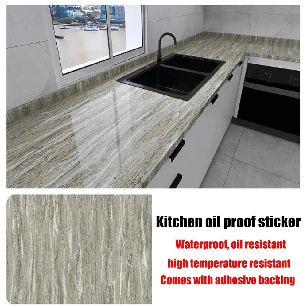 40cm Marble Pattern Kitchen Wall Stickers Self-Adhesive Oil-Proof Stain-Resistant Livingroom Resistant Home Decorative Wallpaper