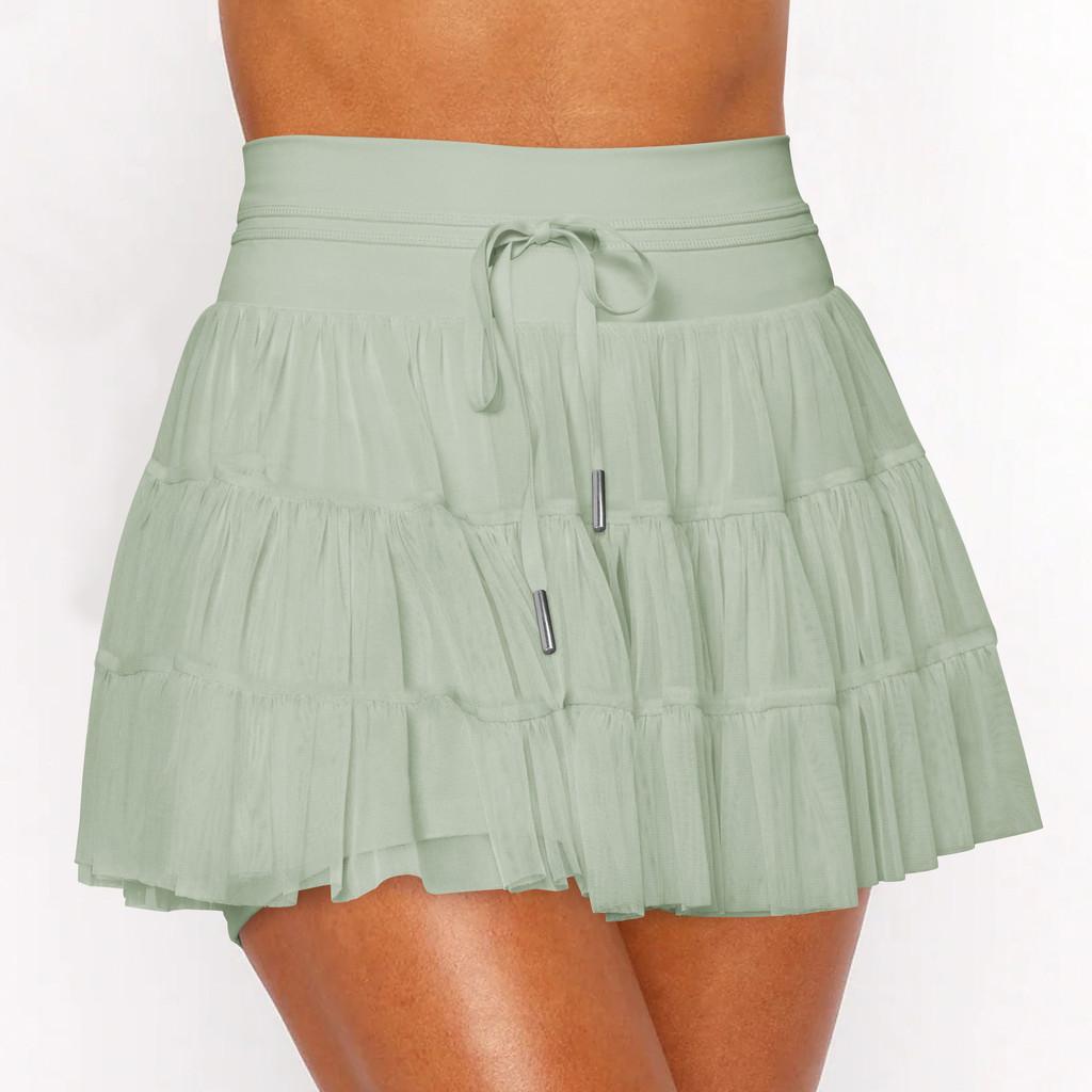 Gonna corta plissettata in nylon stile dolce e fresco con tasche per l'abbigliamento casual estivo