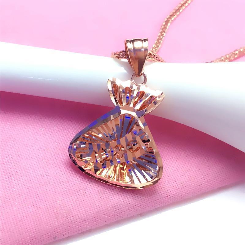 Purple Gold Shiny Money Bag Pendant Fashionable Personalized Color Gold Plated Rose Gold Premium Necklace