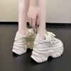 Fashion Women Platform Casual Mesh Breathable Shoes 2025 New Summer Chunky Sneakers Hollow 8.5CM Wedges Hidden Heels Leisure Shoes Woman