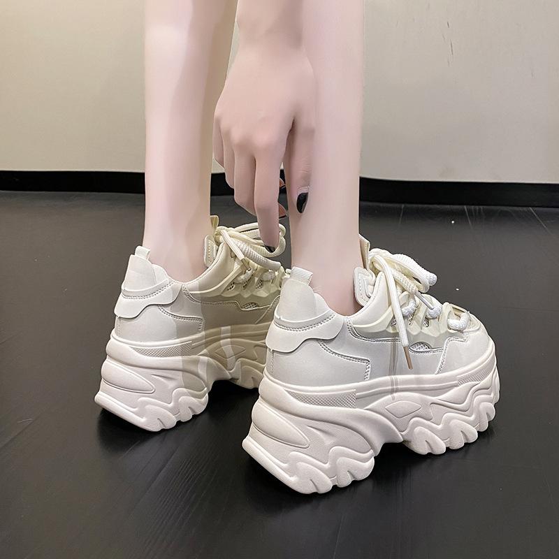 Fashion Women Platform Casual Mesh Breathable Shoes 2025 New Summer Chunky Sneakers Hollow 8.5CM Wedges Hidden Heels Leisure Shoes Woman