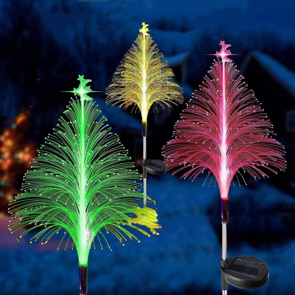 5-Layer Fiber Optic Reed Lamps Color Changing Solar Powered Lights  Christmas Tree