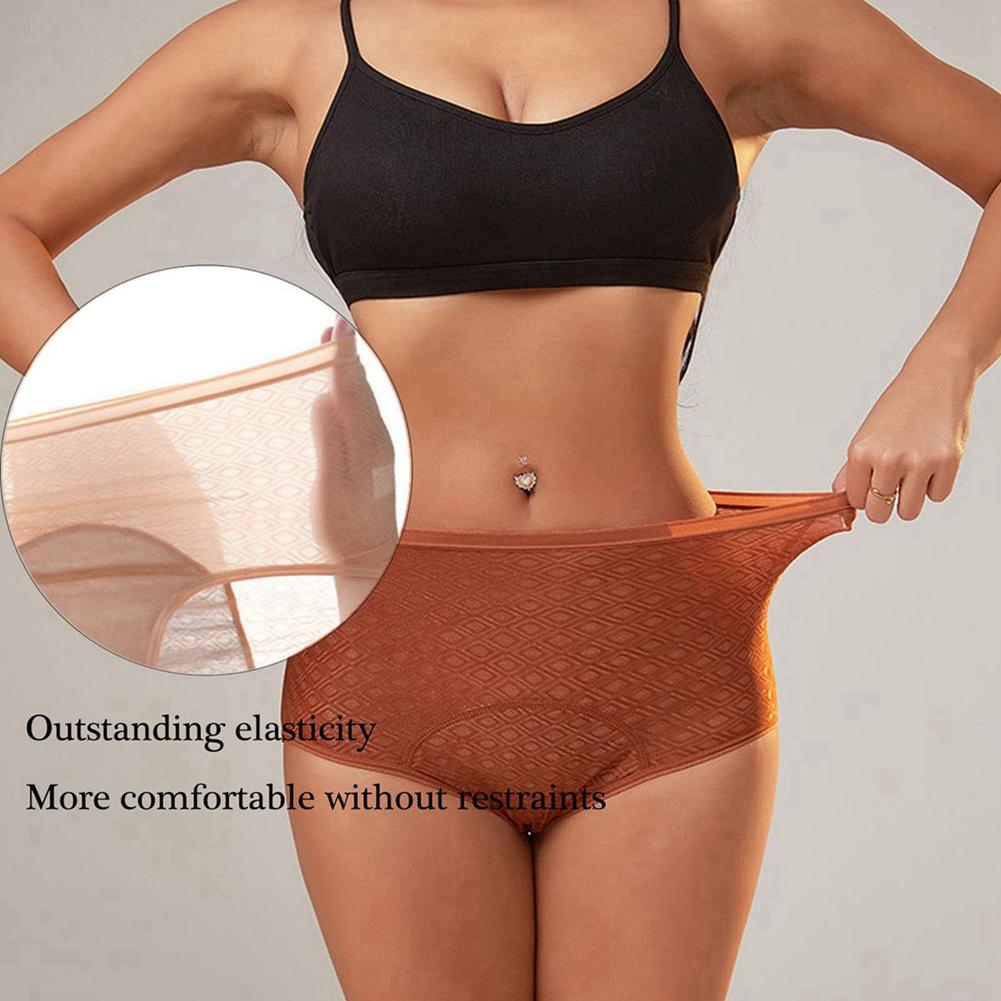 Women's High-Waisted Breathable Period Briefs Elastic Leak-proof Panties