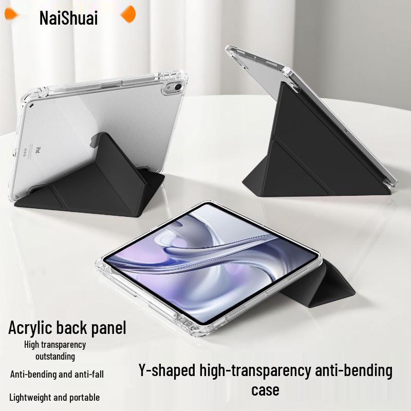 iPad Acrylic Protective Case for Pro/Air/Mini - 3+Y Fold Design for 11/13/8.3 Inch - Anti-Bending Tablet Cover