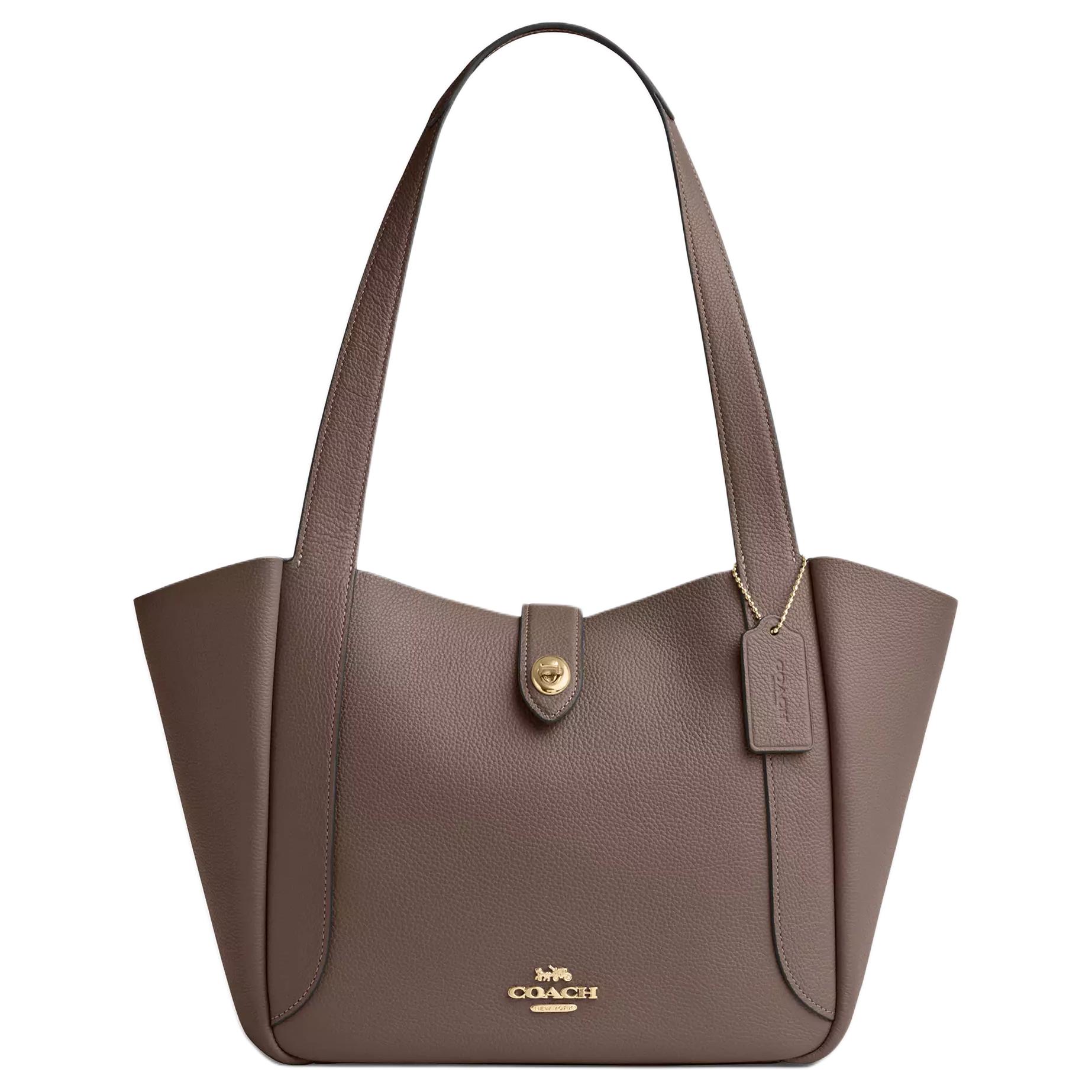 

Coach Hadley 27 Logo Tote Bag With Interior Pockets Women Tote Bags Dark-Brown CAL17-IMV2R Basic Set (Bag+Dust Bag)