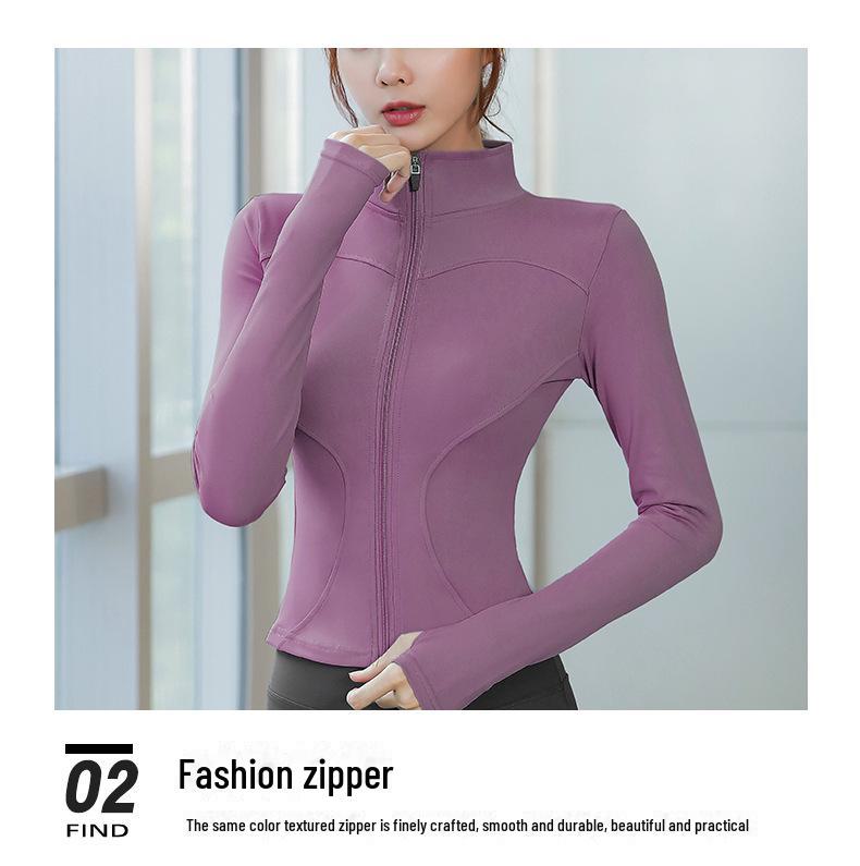 Women's Long-Sleeve Yoga Jacket & High-Waist Pants Set - Nude Peach