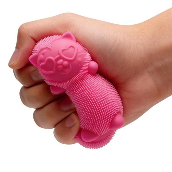 Mini Fuzz Cat Squeeze Toy Stress Relief Fuzzy Ball Fidget Toy Focus Aid Relaxation Anxiety Relieving Office Desk Toy
