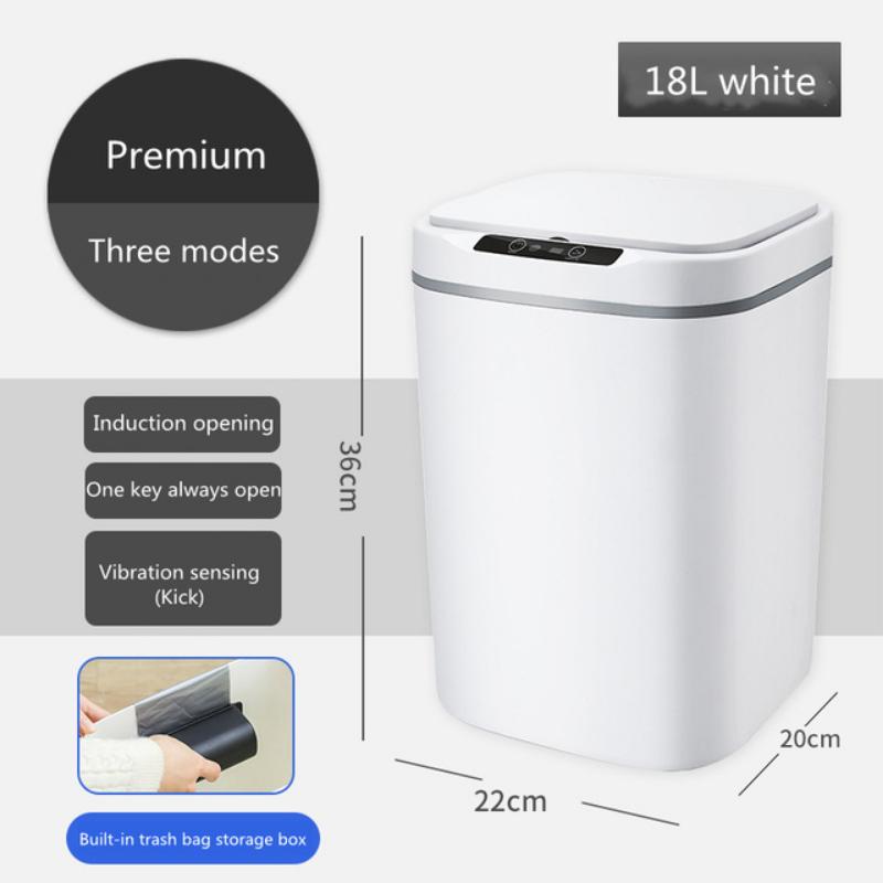 18Lnew Luminous Intelligent Automatic Induction Trash Can Kitchen Living Room Toilet Spray Disinfection Folding Storage Box Home