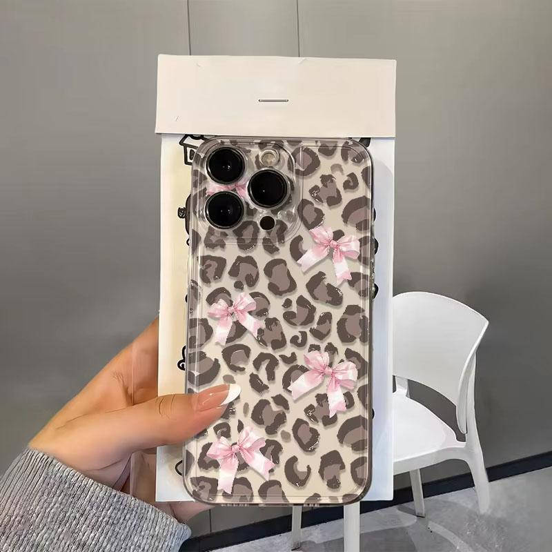 

Leopard Bow Transparent Silicone Phone Case For Samsung Galaxy S26 S24 S25 S23 Ultra S22 S21 S20 Plus FE A50 A71 A72 A73 Cover Galaxy A50