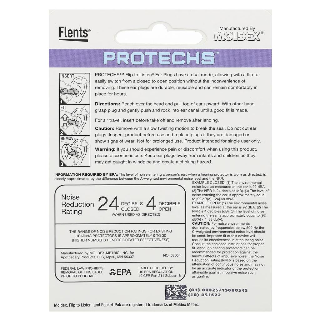 Protechs, Earplugs, Travel, 1 Pair, Case Included