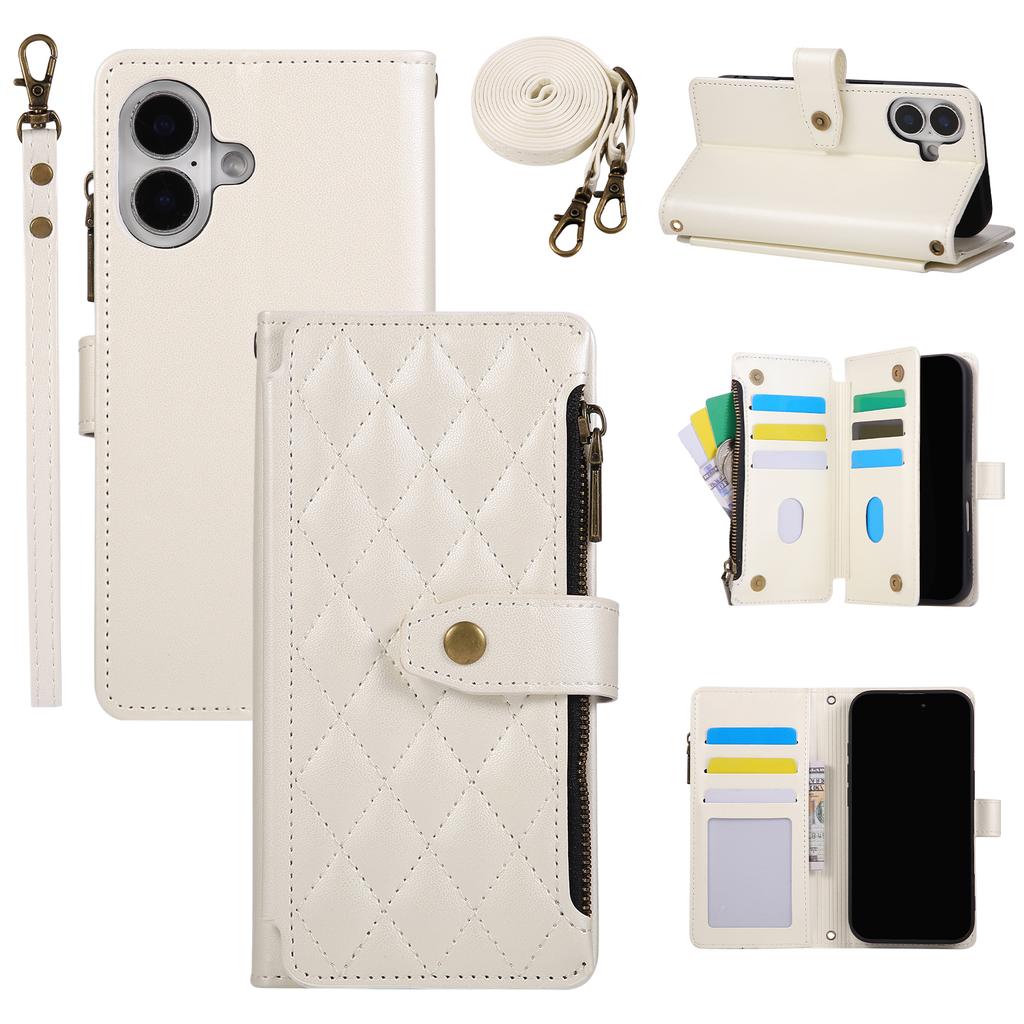 Crossbody Zipper Cards Solt Magnetic Wallet Leather Case For iPhone 17 Pro Max 16 Plus 15 14 13 Long Lanyard Bag Kickstand Cover