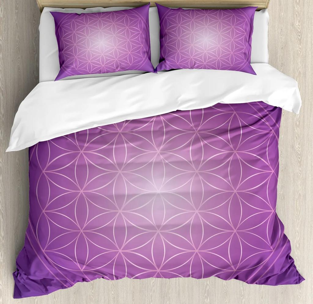 Flower of Life Duvet Cover Dark Blue with Geometry Print Quilt Cover for Children Teens Adults for Bedroom Decoration Queen Size