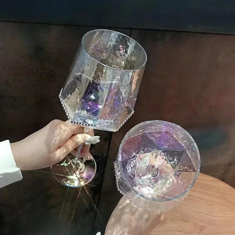 Colorful Diamonds Red Wine Glass High Appearance Level Light Luxury Crystal Red Wine Cup Antique Glass Stemware Champagne Cup