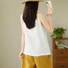 QICED Summer Light and Soft Fine Linen Small Sling Pure Linen V-neck with Artistic Sling Vest
